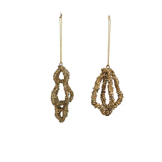 Hello Honey® Gold Glitter Glass Bead Ornaments Set